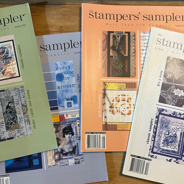 4 Stampers Sampler Craft Magazines with Directions for Many Stamping Projects Journals Wall Art & Much More