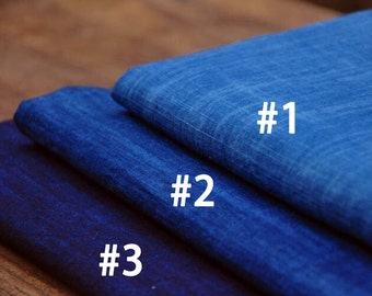 Shibori dyed Plain indigo Cotton fabrics - 3 color - Natural Plant dyes Hand dyed blue cloth Cotton Clothing Supplies - Sashiko boro fabric
