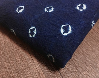 Shibori Indigo Cotton Fabric - Bubble - Vintage blue Tablecloth - Tea towel - Natural hand dyed/ Plant dyes - Clothing - Tie dye - Thealese