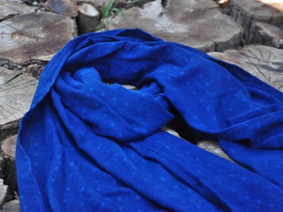 Shibori dyed Indigo Bamboo fiber Scarf - Men Women Blue Scarves - Small square jacquard Gift idea - Natural hand dyed - Plant dyes Tie dyed