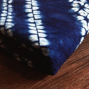 Shibori Indigo Tie dye Cotton Fabric Vintage Blue Flowers Table cloth Oblique Pattern Natural hand dyed/ Plant dyes image 2