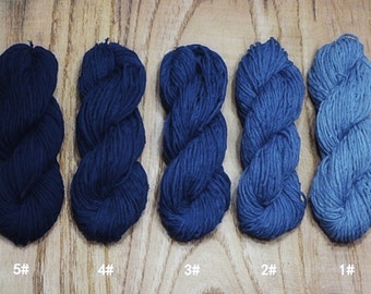 Shibori dyed Boro style Sashiko Cotton Yarn/ Thread - A set of Five Natural indigo Blue color - Likes OLYMPUS thread - Embroidery Supplies