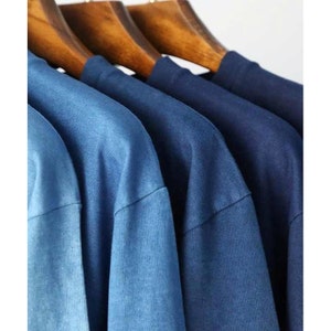Indigo blue Unisex cotton T-shirt shibori tie dye natural color Tee Clean soft fashion Tops Summer unisex Tees Hand dyed/ plant dyes image 4