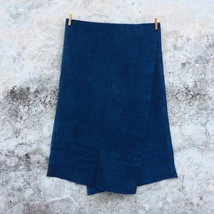 Solid Indigo Blue Tie dyed Scarf - Double layers Warm - Shibori dyed natural Blue Cotton Soft Scarf - Hand dyed/ Natural indigo Plant dyes