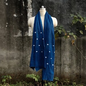 Shibori Indigo Vintage Scarf Women Gift idea Blue Scarf Starry Natural hand dyed Plant dyes Chinese Tie dye Thealese image 2