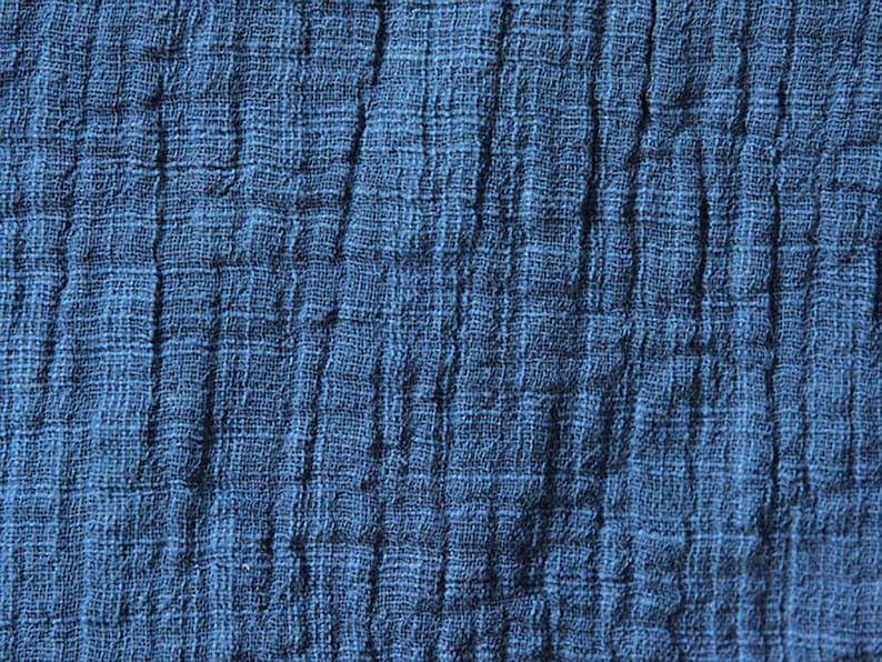 Shibori indigo Double layer Cotton Fabric Natural plant dyes Tie dyed Solid blue Soft Cloth Quilting Hand dyed Indigo blue Fabric image 3