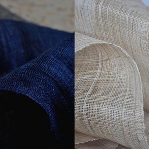 Handgemachter Ramie Dark indigo Sommer Stoff - für das Teebankett, Gesteppter Türvorhang - Natürliche Indigo Pflanzenfarben Handgefärbt - Weiße Hochzeit