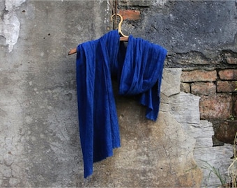 Shibori Indigo Unisex Scarf - 100% of Cotton - Gift idea - Vintage Blue Scarf - Natural hand dyed - Plant dyes - Chinese Tie dye - Thealese