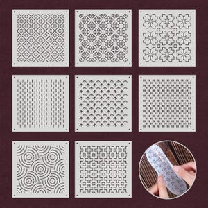 Plantillas Sashiko - Patrones de bordado o plantillas de acolchado - Plantillas Sakura estilo Dot Boro - Molde de puntada de patchwork Plantilla con patrón de flores
