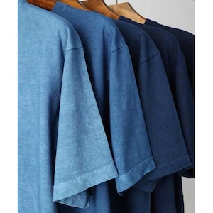 Indigo blue Unisex cotton T-shirt shibori tie dye natural color Tee Clean soft fashion Tops Summer unisex Tees Hand dyed/ plant dyes image 5
