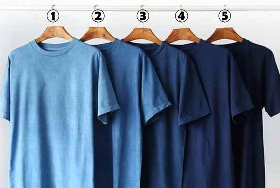 Indigo Blue Unisex Cotton T-shirt - Shibori Tie Dye Natural Color