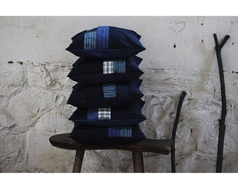 Shibori Pillows covers  - 18" x 18" Cotton Indigo Blue Patchwork Cases - Vintage Japanese boro - Natural hand dyed Plant dyes / Tie dye