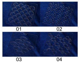 Acrylic Stencil for Sashiko | Collection 01-04 - Sashiko Stencil Quilting Stencil - Patchwork Sashiko Embroidery Pattern - Indigo boro style