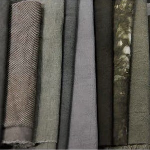 Plant dyes Green Gray many small Linen fabric - A set of 15 Tie dyed cotton Cloth - Natural handmade Ground hand dyed - For Do It Yourself