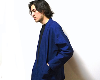 Shibori/Kimono jackets/Coats/Cotton Fabric/Adult/Blue/Indigo/Vintage/Natural hand dyed/Plant dyes/Clothing/Japanese/Tie dye/China/Thealese