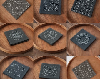 Shibori indigo Coasters - Vintage blue - Japanese boro style - Patchwork - Handwoven - Square Pad - Chinese tie dye - Sewing - Cotton fabric