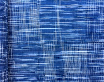 Deep Indigo Hand Woven Fabric - Dark blue & white Tablecloth/ Tea towel - Blue Homespun - Natural Shibori hand dyed/ Plant dyes  - Tie dyed