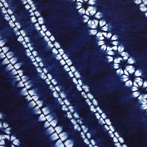 Shibori Indigo Tie dye Cotton Fabric Vintage Blue Flowers Table cloth Oblique Pattern Natural hand dyed/ Plant dyes image 1