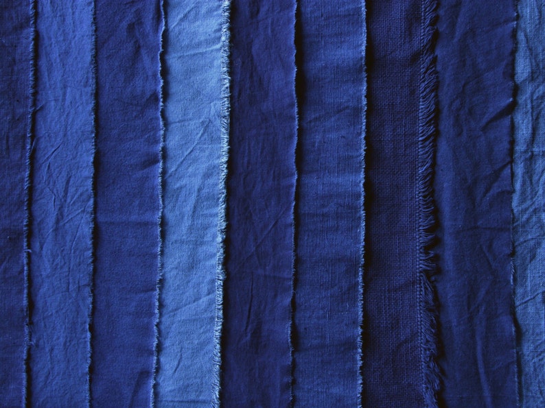 Plant dyes indigo blue many small Linen fabric A set of 15 Tie dyed cotton Cloth Natural handmade Shibori hand dyed For Do It Yourself image 3