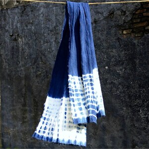 Shibori Indigo Unisex Scarf Holiday Gift idea Vintage Blue Scarf Natural hand dyed Plant dyes Chinese Tie dye Thealese image 3