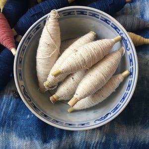 Chinese  IVORY WHITE Cotton Sashiko Thread/ Yarn - Sashiko/ Embroidery White thread Supplies - Japanese Vintage Boro Sashiko style Supplies