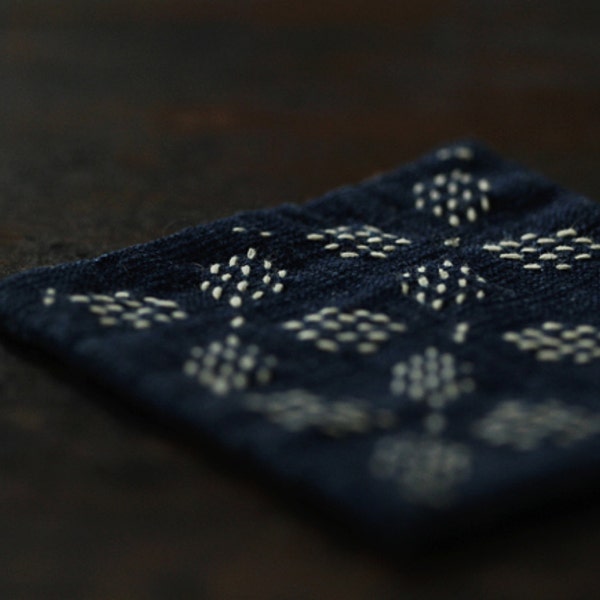 Shibori indigo Coasters - Vintage blue - Japanese boro style - Patchwork - Handwoven - Square Pad - Chinese tie dye - Sewing - Cotton fabric