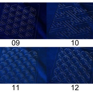 Acrylic Stencil for Sashiko | Collection 09-12 - Sashiko Stencil Quilting Stencil - Patchwork Sashiko Embroidery Pattern - Indigo boro style