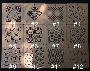 Acrylic Stencil for Sashiko - Sashiko Stencil Quilting Stencil - Patchwork Sashiko Embroidery Pattern - Indigo Sashiko boro style - 12 types