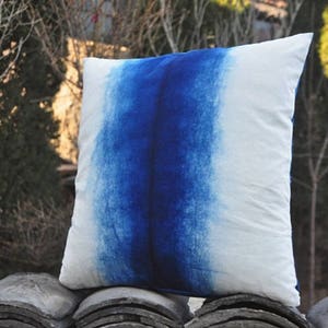 Gradient plant dyes indigo pillow cases - 18" x 18" Cotton Home Snow decoration Sofa Bedding- Natural Shibori dyed / TIe dye / Hand dyed