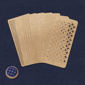 Plantilla acrílica para Sashiko (7 tipos) - Molde para puntadas de acolchado con plantilla Sashiko - Patrón de línea de bordado Sashiko de patchwork - Cuadrícula, punto, estilo Boro