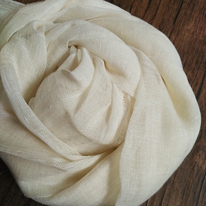 Natural IVORY WHITE Unisex Linen Scarf Cloth - Soft Winter warm Off white linen scarf for dyed - Fashion Linen women scarves for Indigo dyed