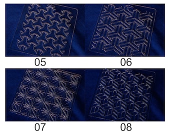 Acrylic Stencil for Sashiko | Collection 05-08 - Sashiko Stencil Quilting Stencil - Patchwork Sashiko Embroidery Pattern - Indigo boro style