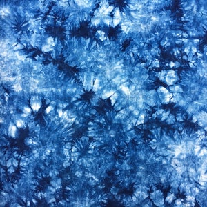 Shibori Natrural Variegated indigo fabric - Hand dyed blue cloth - Plant dyes/ Tie dyed Cotton Clothing Supplies - Sea/ Blue and white cloth