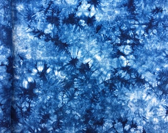 Shibori Natrural Variegated indigo fabric - Hand dyed blue cloth - Plant dyes/ Tie dyed Cotton Clothing Supplies - Sea/ Blue and white cloth