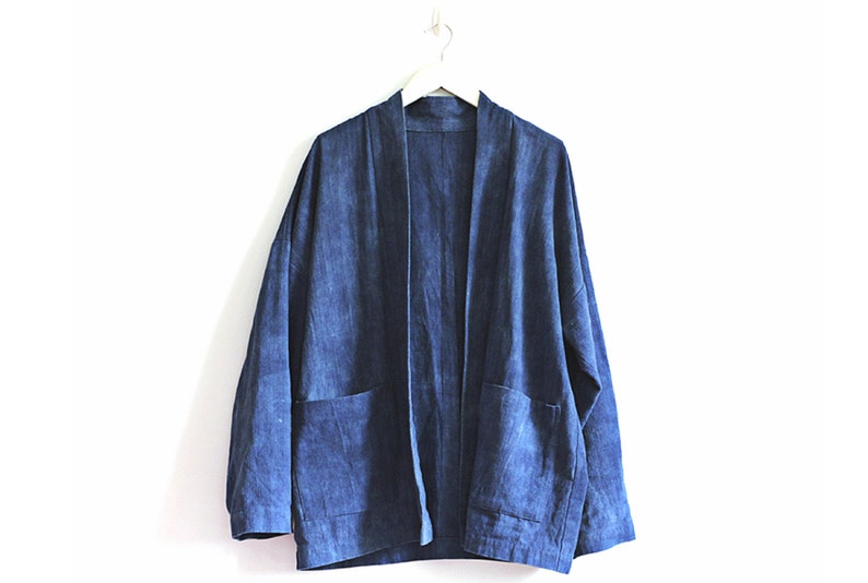 Shibori/Kimono jackets/Coats/Cotton Fabric/Adult/Blue/Indigo/Vintage/Natural hand dyed/Plant dyes/Clothing/Japanese/Tie dye/China/Thealese image 2
