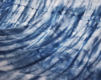 Plant dyes hand dyed blue cloth - Shibori dyed Natrural Variegated indigo fabric - Tie dyed Linen Clothing Supplies - Blue and white cloth