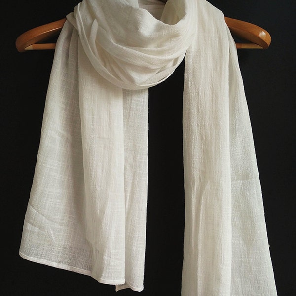 White Unisex Cotton scarf Supply for Indigo dyed - Soft Cotton Winter warm Scarf - White cotton scarf for dyed - Holiday gift idea snow gift