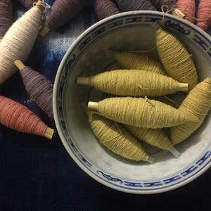 Natural Solid Yellow Cotton Thread/ Yarn - Sashiko plant dyes good threads - Hand dyed Yellow Embroidery Supplies - For Sewing/ Quilting