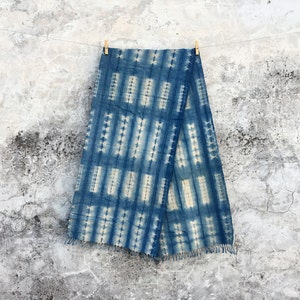 Have A Washed Vintage Look Indigo Scarf - Men/ Women Blue Handwoven Scarf - Valentine&#39;s Gift idea - Natural Plant dyes Hand dyed Tie dyed
