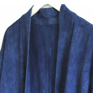 Shibori/Kimono jackets/Coats/Cotton Fabric/Adult/Blue/Indigo/Vintage/Natural hand dyed/Plant dyes/Clothing/Japanese/Tie dye/China/Thealese image 4