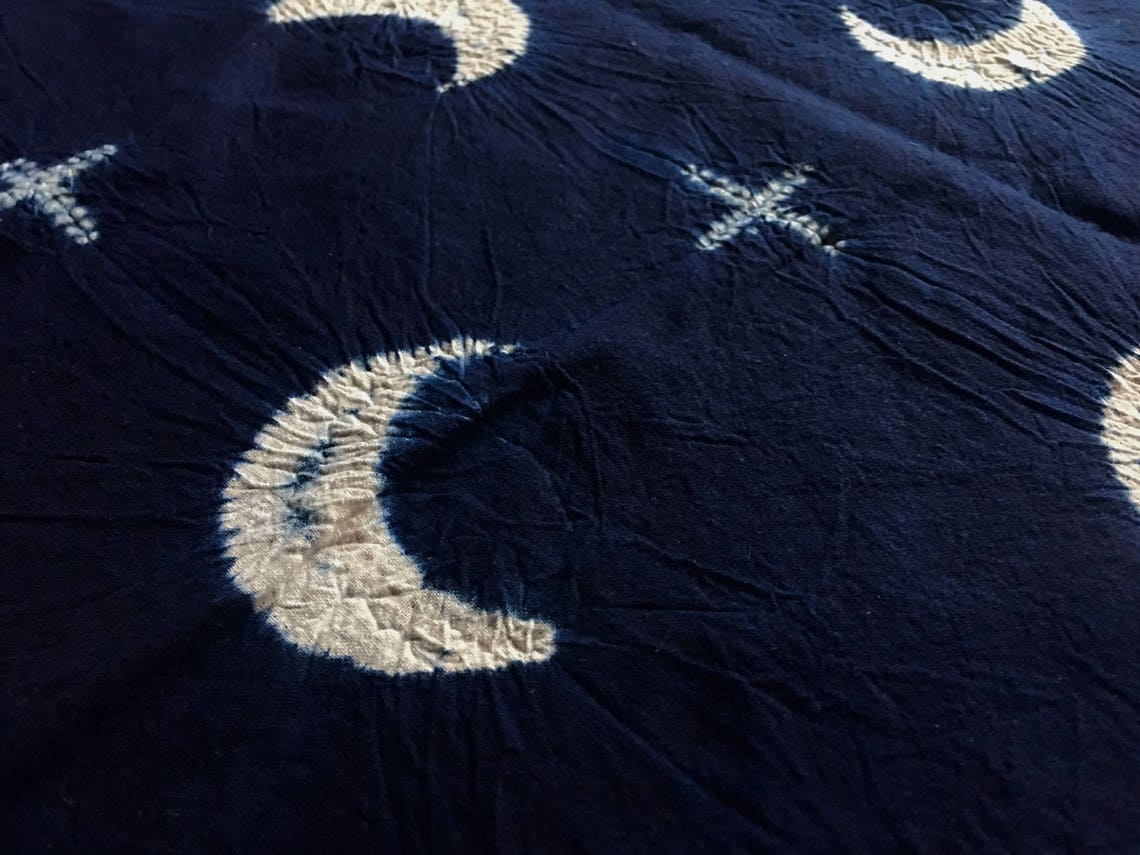 Moon Indigo Blue Cross Cotton Fabric Tie Dyed Blue Cloth | Etsy