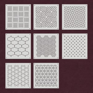 Plantillas Sashiko - Patrones de bordado de puntos o plantillas de acolchado Patrón de línea - Plantillas Sashiko estilo Boro - Plantillas de molde de puntada de patchwork