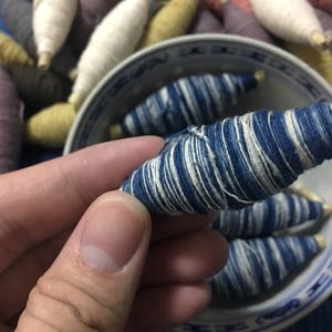 Variegated Indigo Cotton Sashiko Threads - Shibori Blue dyed thread - Natural hand dye/ Plant dyes - Embroidery Supplies - Sewing/ Quilting image 3