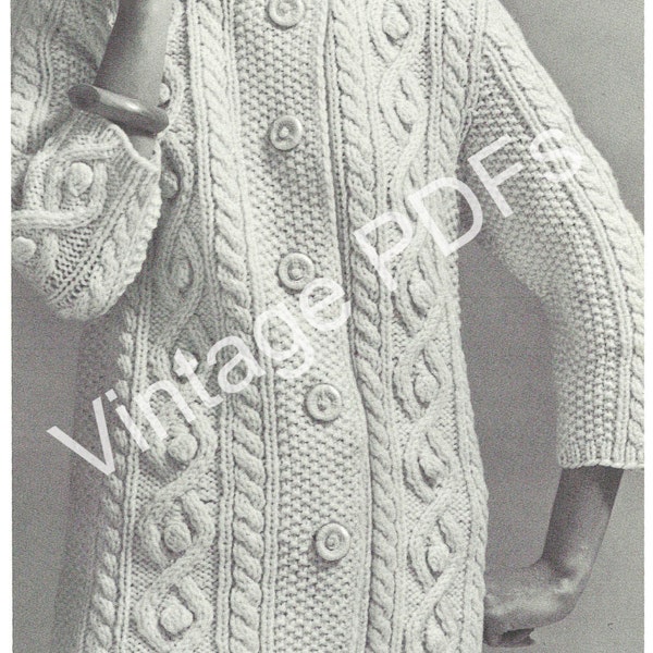 SINGLE PATTERN PDF Style 8411 Aran Fisherman Sweaters to Knit for men women children, vintage pattern cardigan jacket