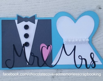 Mr. & Mrs. Wedding Title Premade 12x12 Paper Piecing for Scrapbook Page Layout Scrapbooking Die Cut Cuts