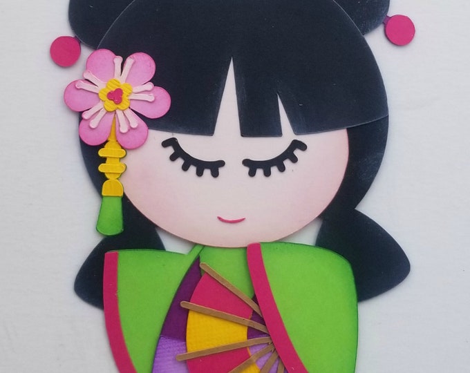 Kokeshi Doll Hana Premade Paper Piecing Scrapbook Scrapbooking Die Cut