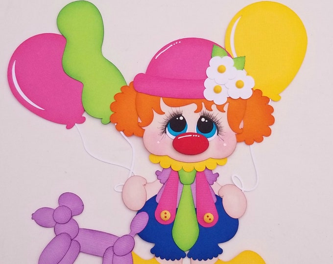 Circus Clown Balloon Dog Premade Paper Piecing Scrapbook Scrapbooking Die Cut