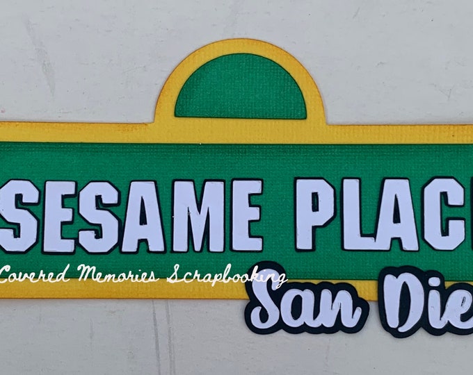 Sesame Place San Diego Title Premade Scrapbook Paper Piecing for Page Layout 12x12 Scrapbooking
