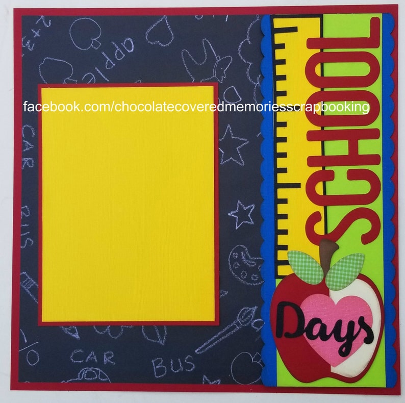 School Border Layout Premade Scrapbook Layout Paper Piecing Scrapbooking - Etsy