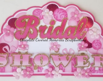 Bridal Shower Title Balloon Arch Gifts Presents Premade 12x12 Paper Piecing for Scrapbook Page Layout Scrapbooking Die Cut Cuts
